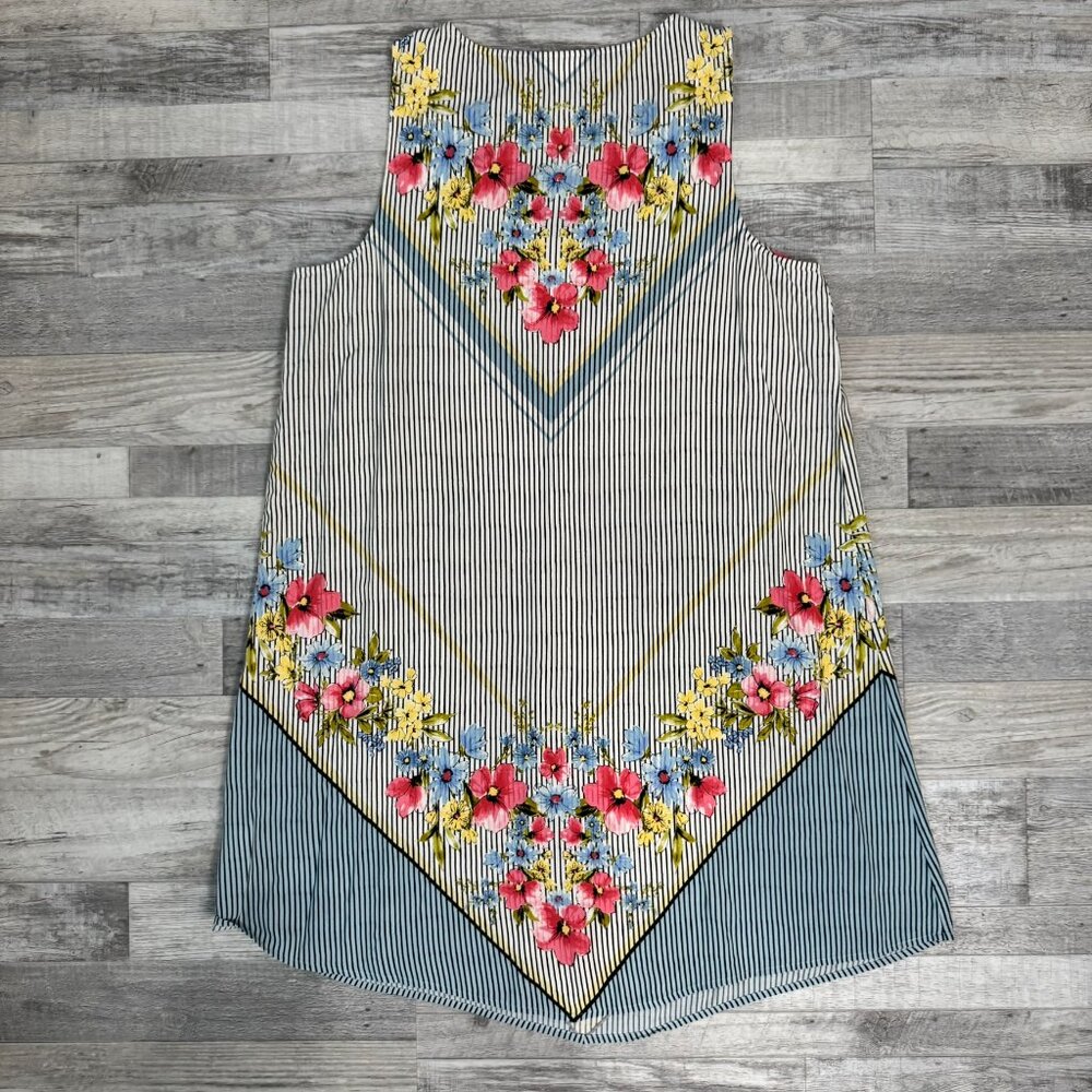 J. Jill Navy Stripe Sleeveless Mini Dress with Pink & Yellow Floral Embroidery - Picture 5 of 5